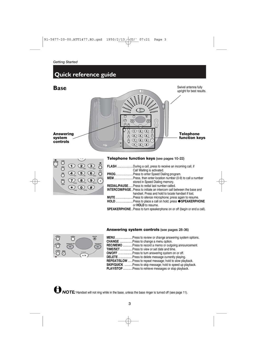 AT&T 1477/1177 user manual Call Waiting is activated, Press to enter Speed Dialing program, Stored in Speed Dialing memory 