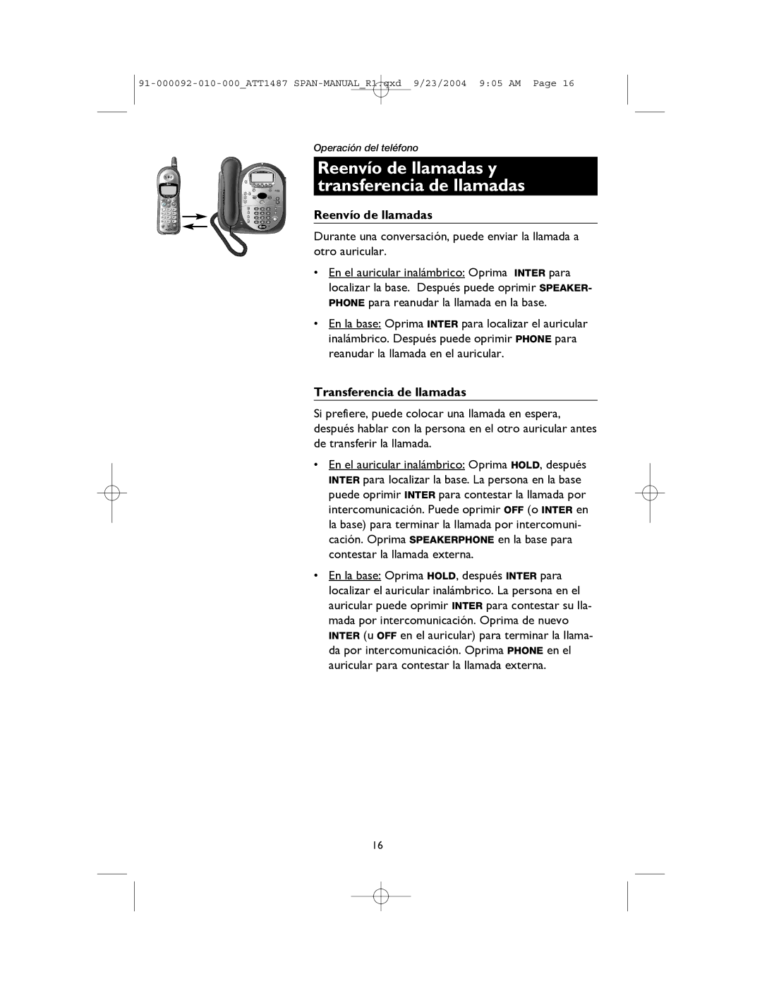 AT&T 1487, 1187 manual Reenvío de llamadas y transferencia de llamadas, Transferencia de llamadas 