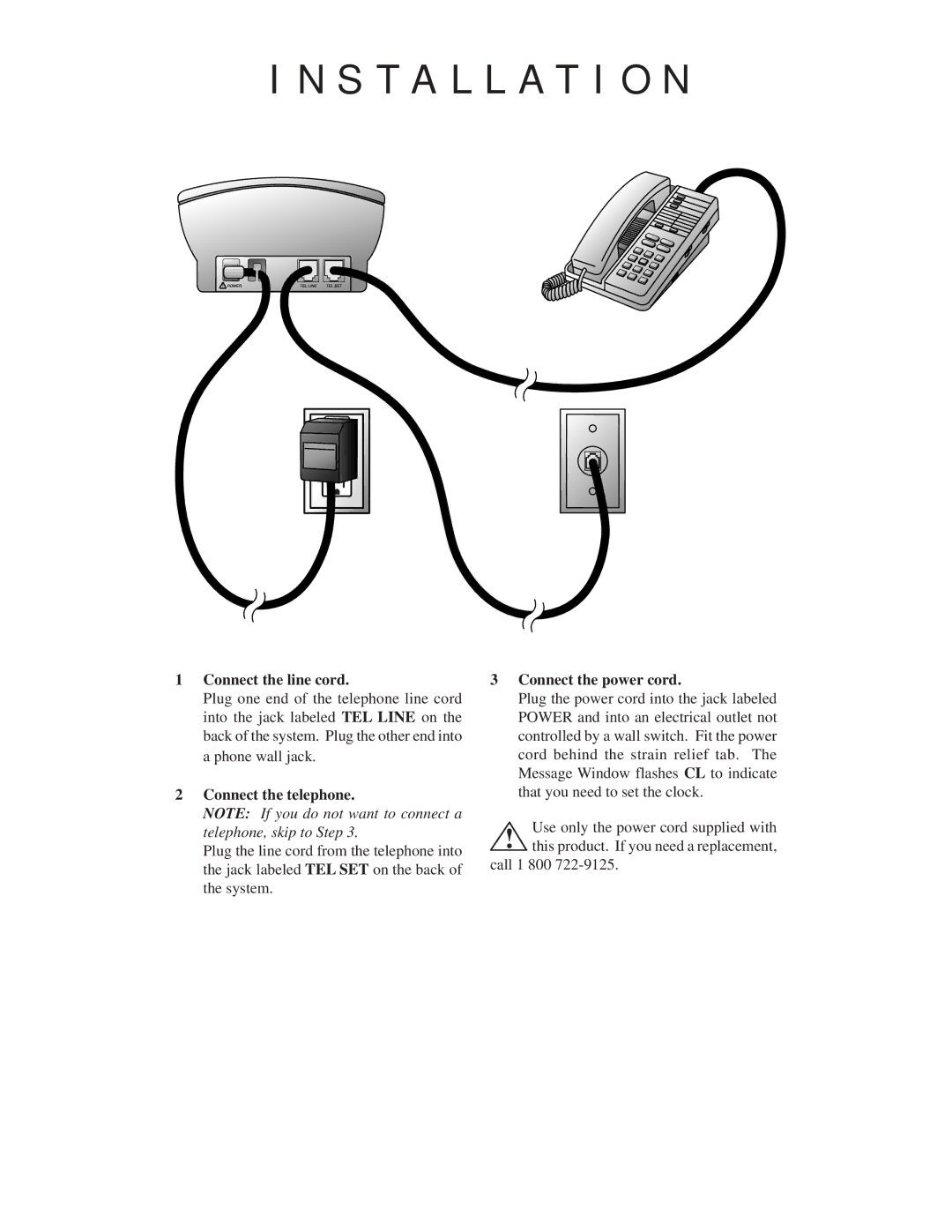 AT&T 1715 manual Installation, Connect the line cord 