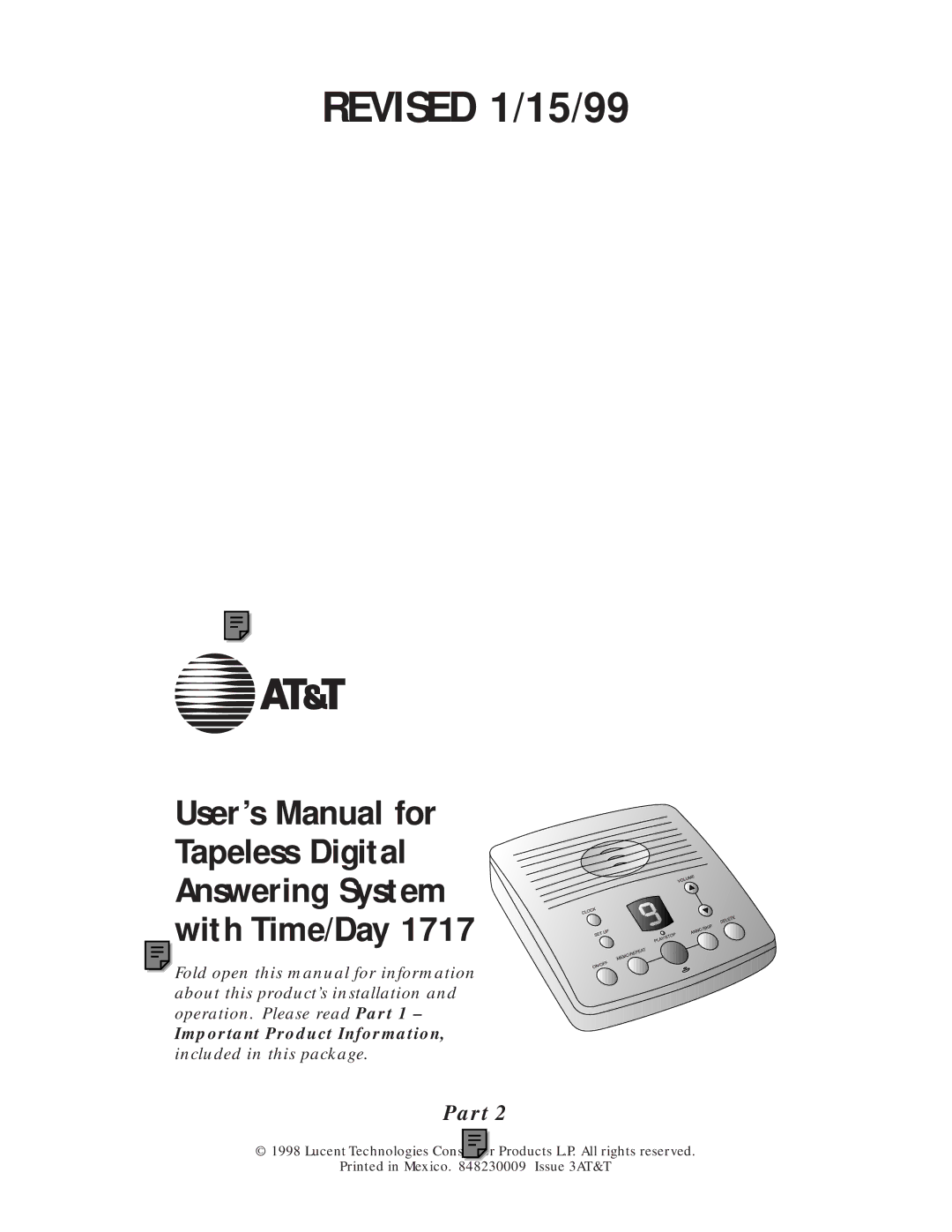 AT&T 1717 user manual Revised 1/15/99 