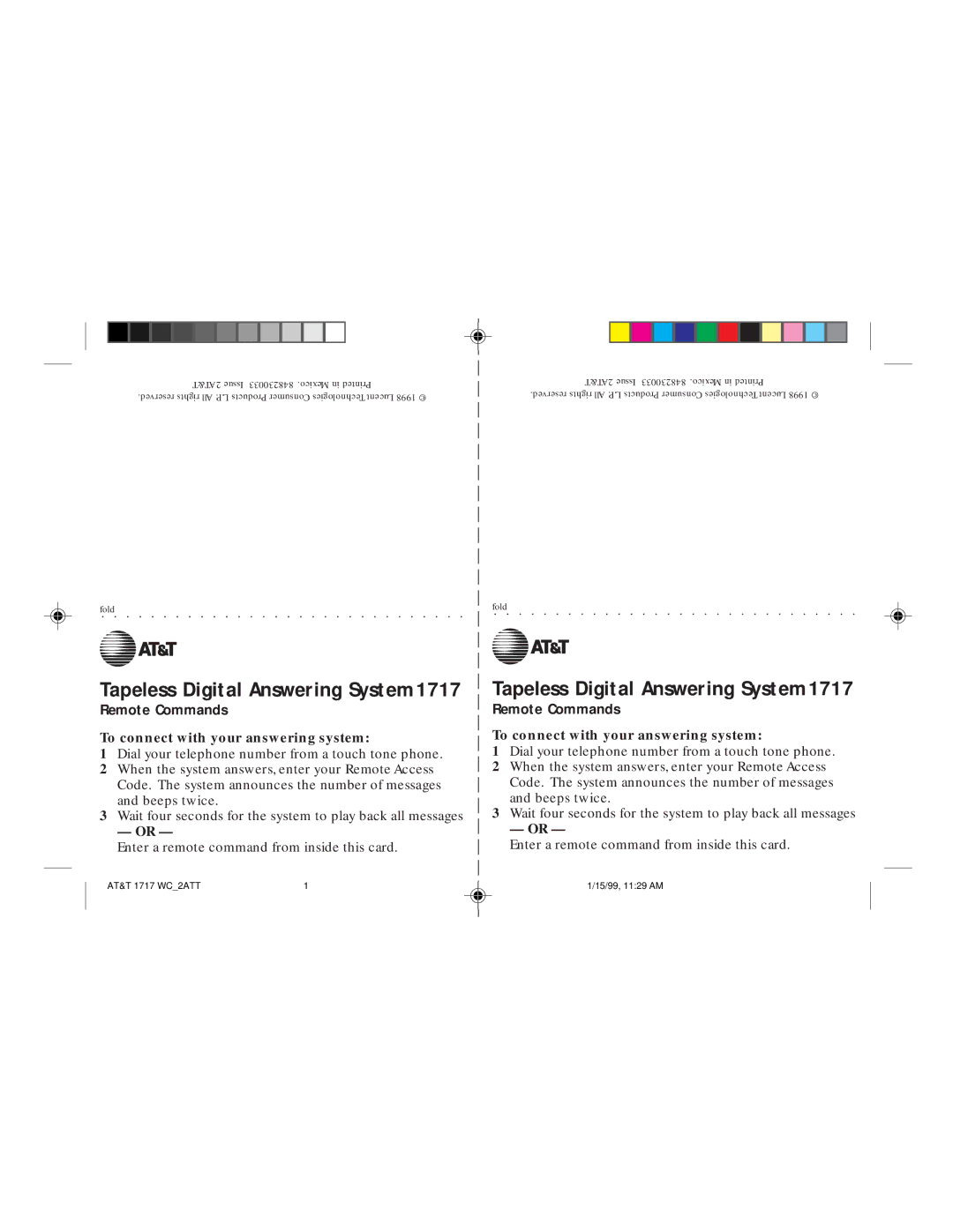 AT&T user manual Tapeless Digital Answering System1717 