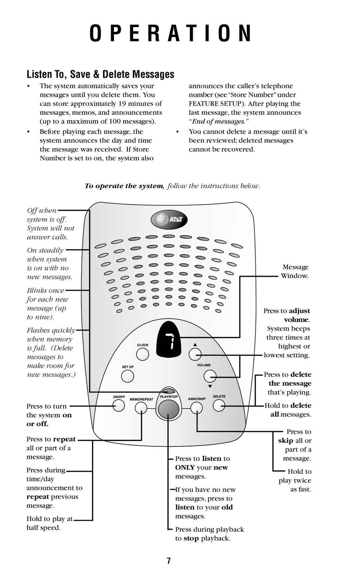 AT&T 1719 user manual Listen To, Save & Delete Messages 