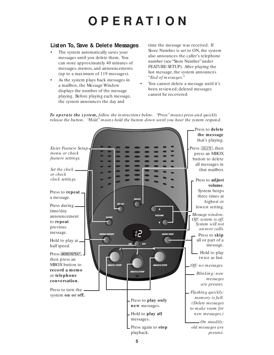 AT&T 1726 user manual E R a T I O N, Listen To, Save & Delete Messages 