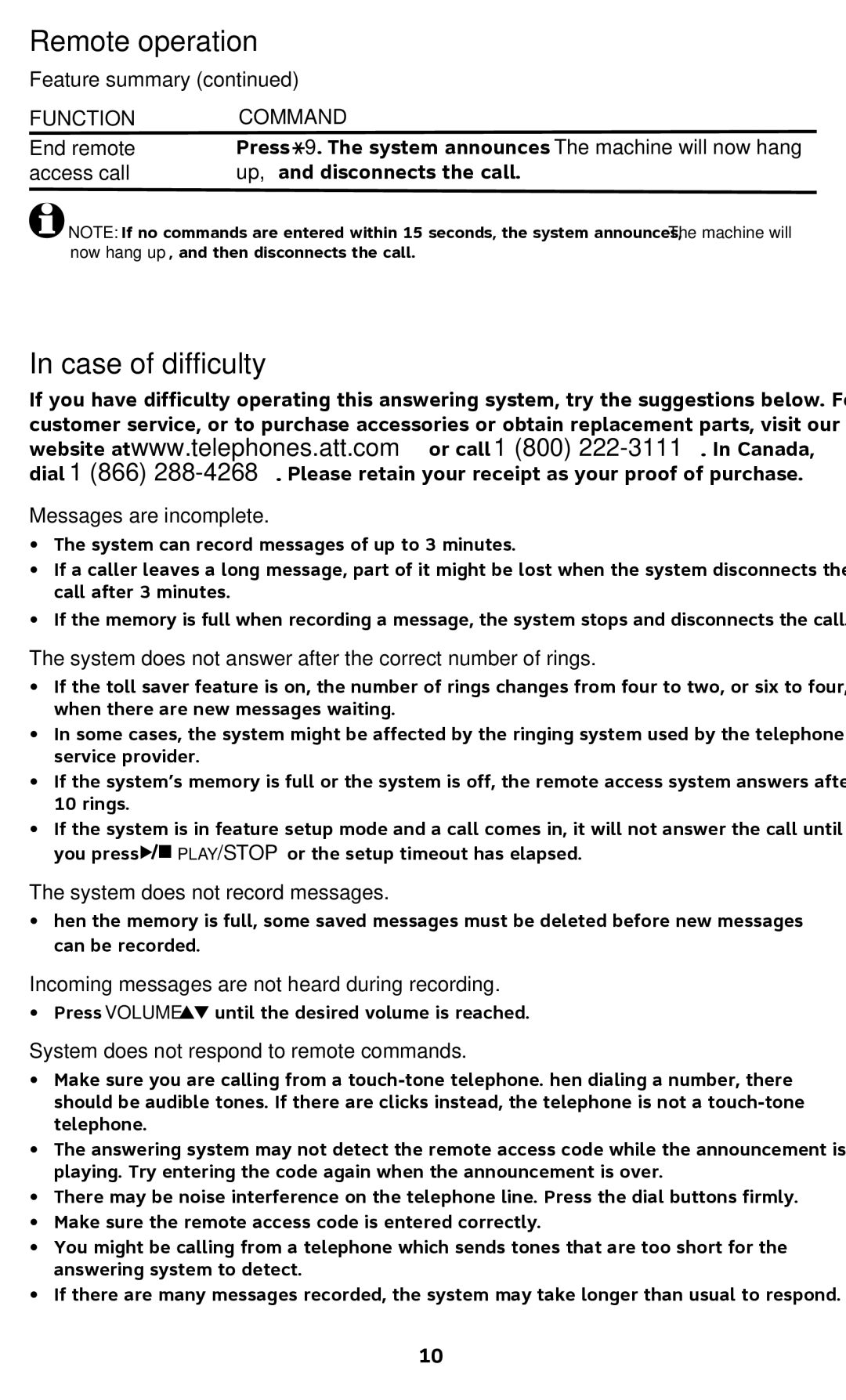 AT&T 1740 user manual Case of difficulty 