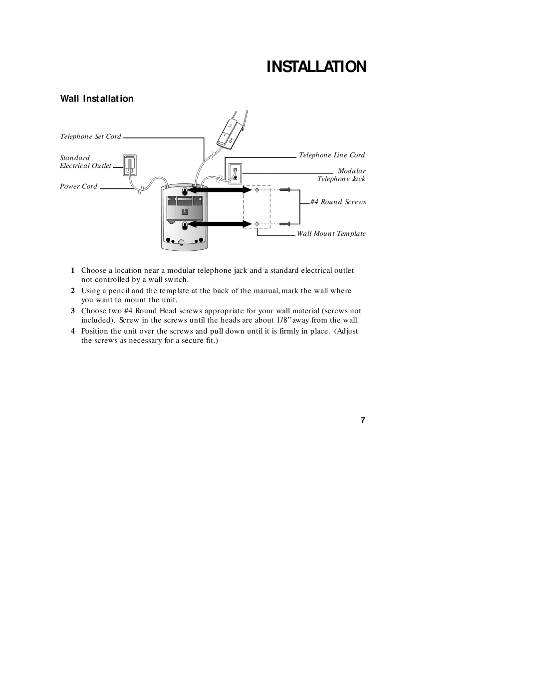 AT&T 1760 user manual Wall Installation 