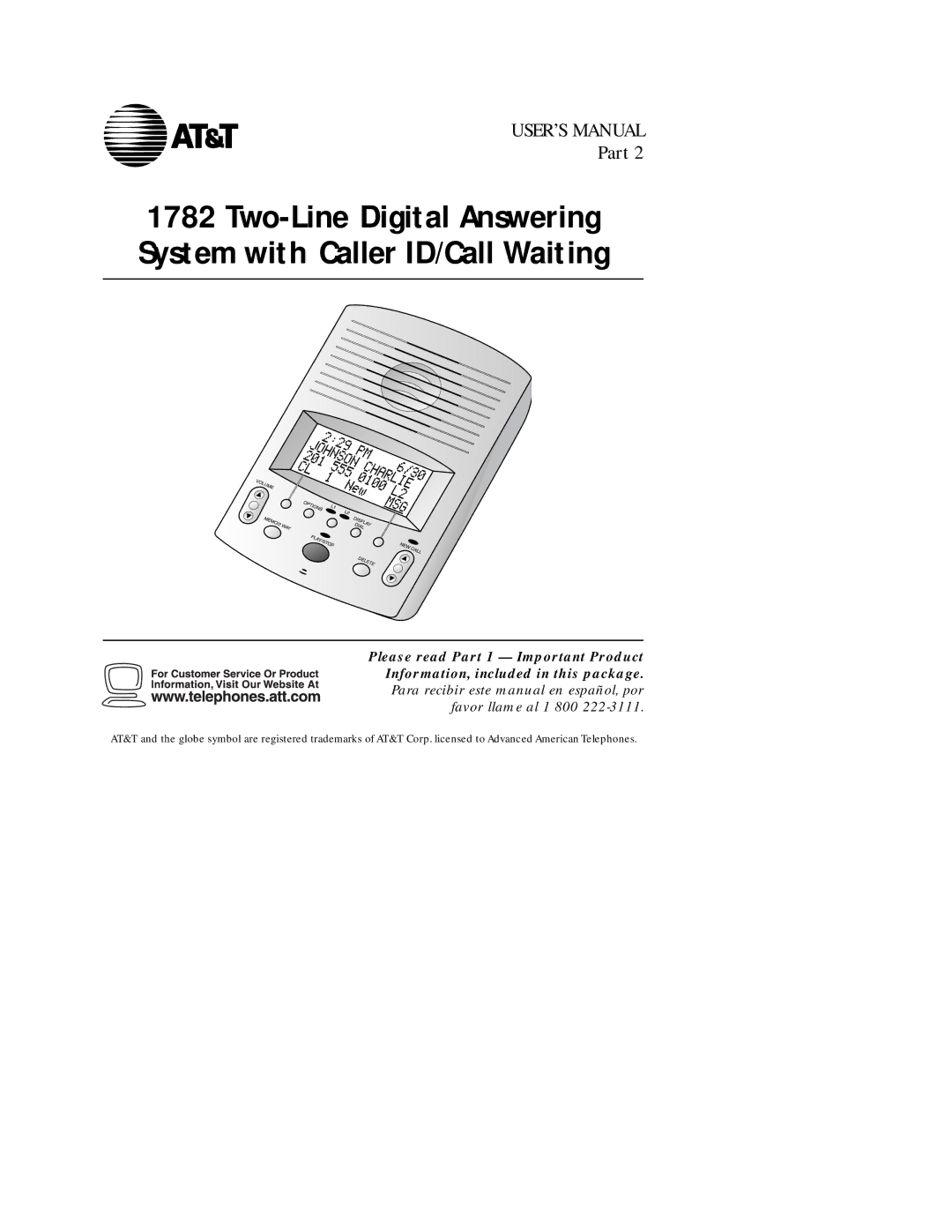 AT&T 1782 user manual USER’S Manual 