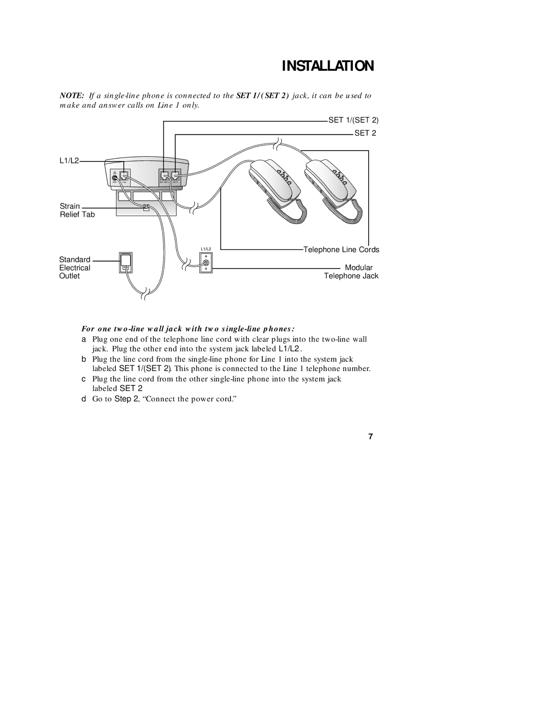 AT&T 1782 user manual For one two-line wall jack with two single-line phones 