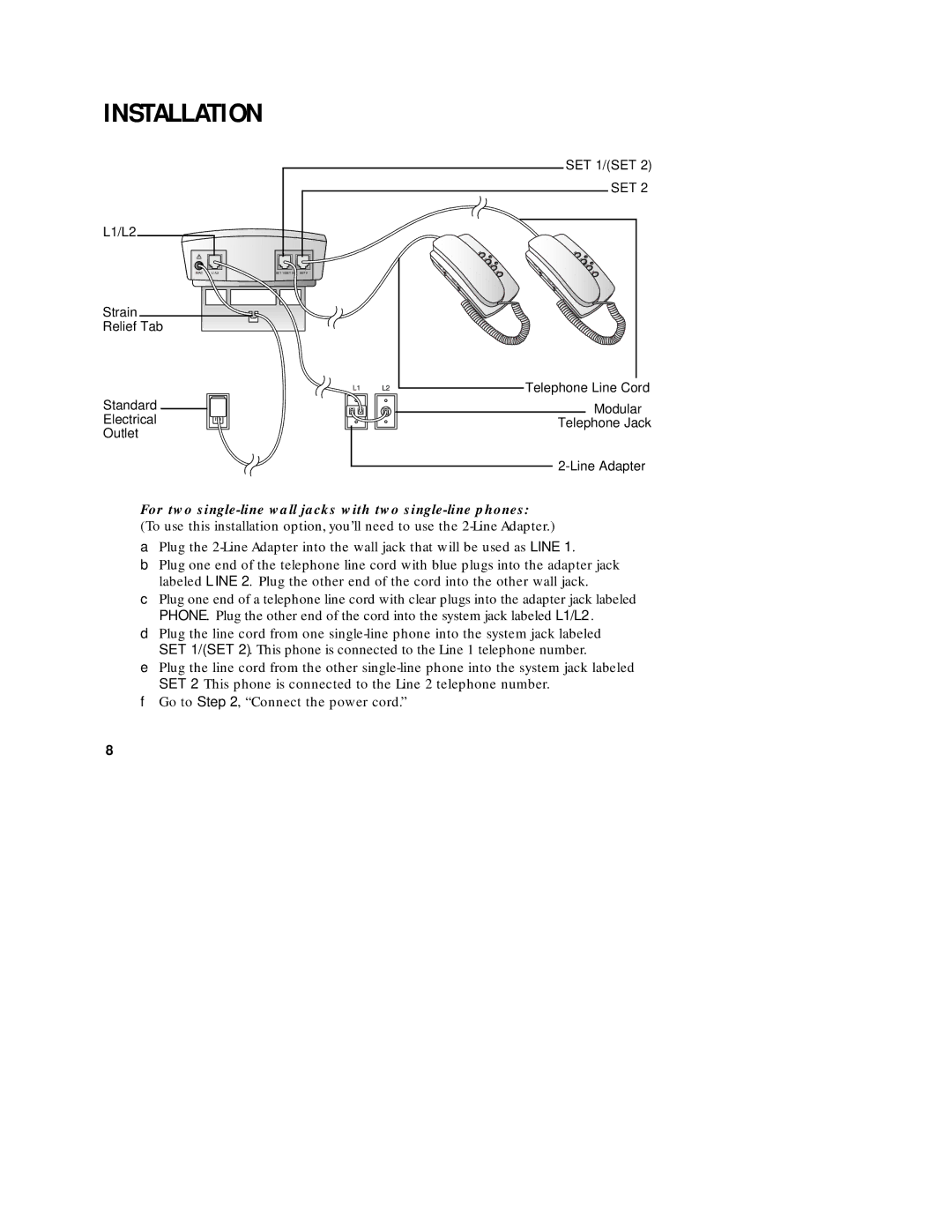 AT&T 1782 user manual For two single-line wall jacks with two single-line phones 