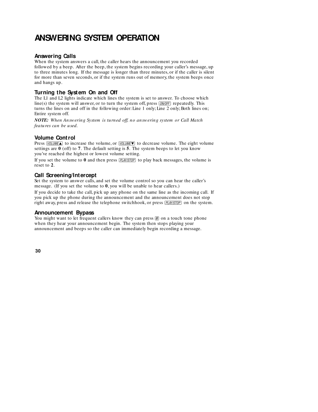 AT&T 1782 user manual Answering System Operation 