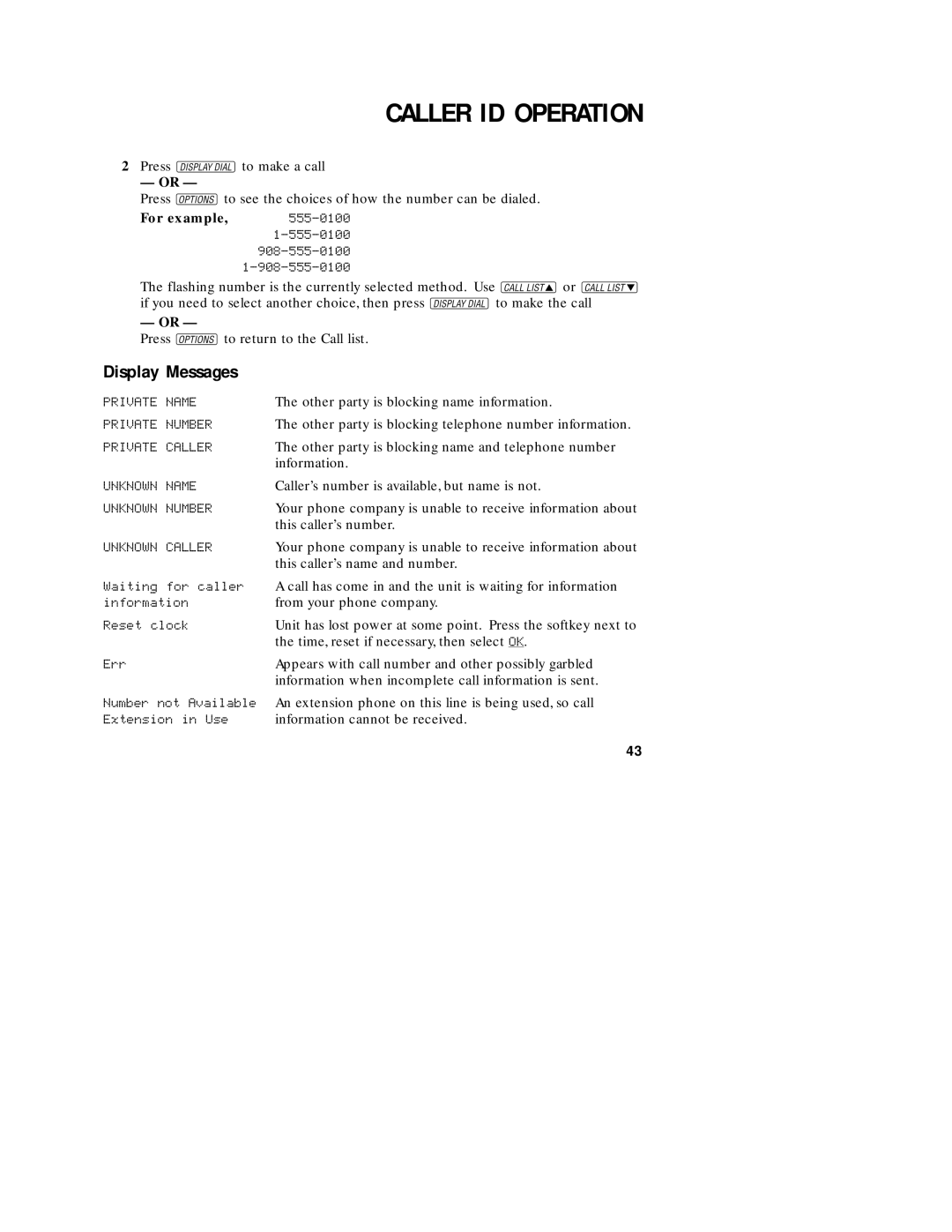 AT&T 1782 user manual Display Messages, For example 