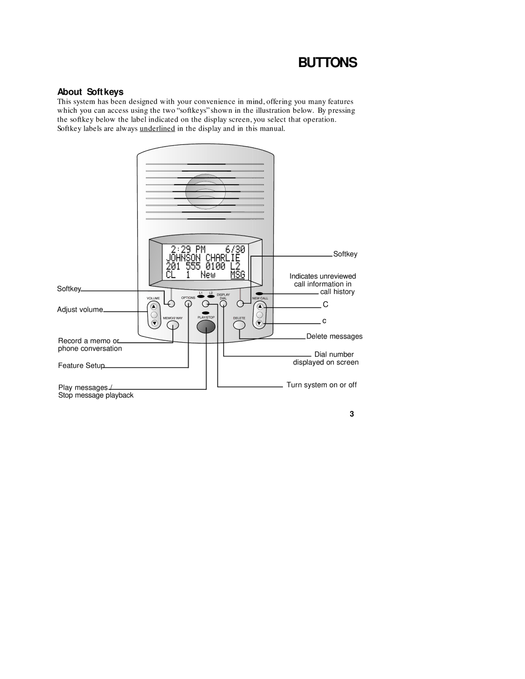 AT&T 1782 user manual Buttons, About Softkeys 