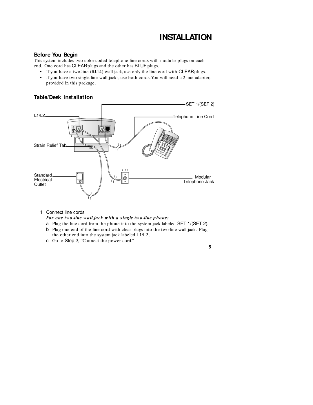 AT&T 1782 user manual Before You Begin, Table/Desk Installation, Connect line cords 