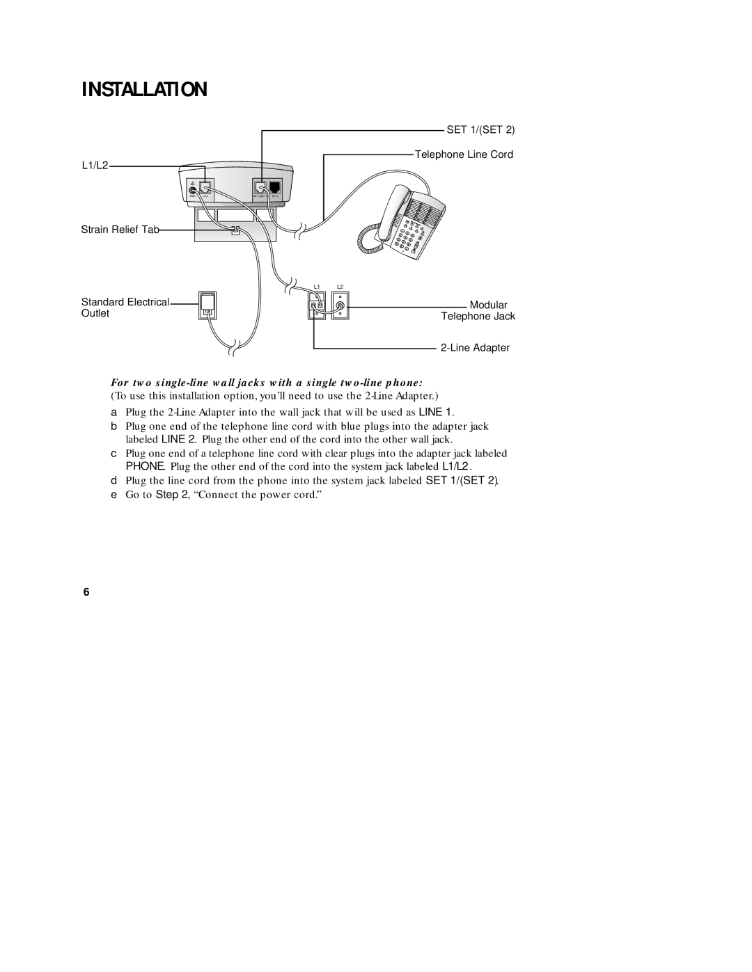 AT&T 1782 user manual For two single-line wall jacks with a single two-line phone 