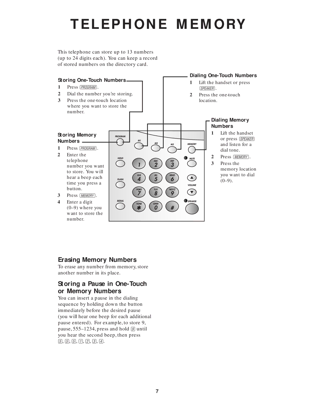 AT&T 1818 user manual L E P H O N E M E M O Ry, Erasing Memory Numbers 