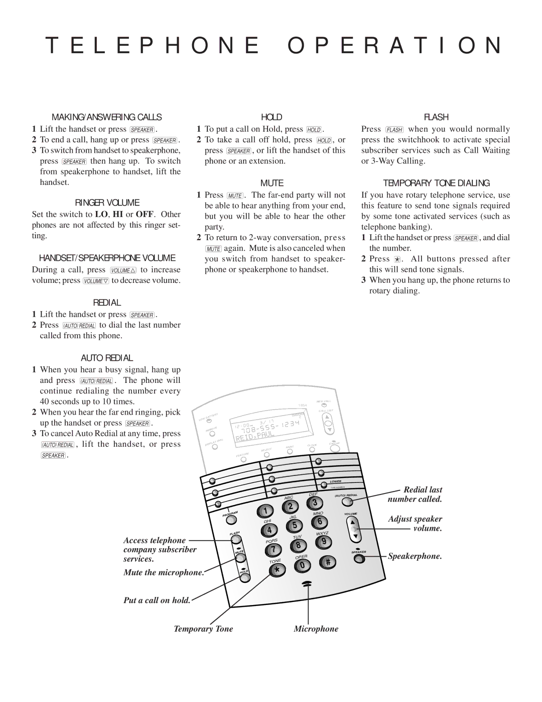 AT&T 1854 manual L E P H O N E O P E R a T I O N 