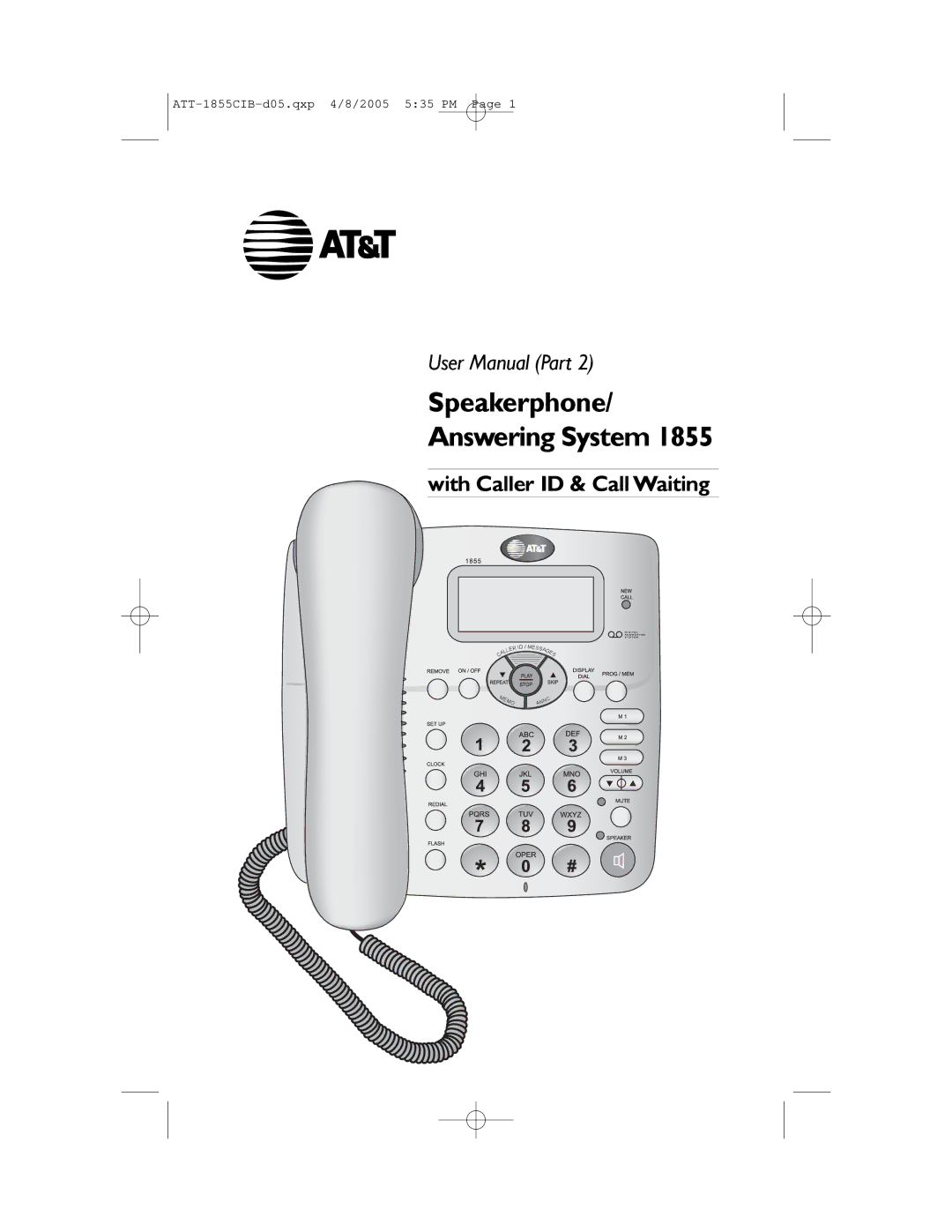 AT&T 1855 user manual Speakerphone/ Answering System 