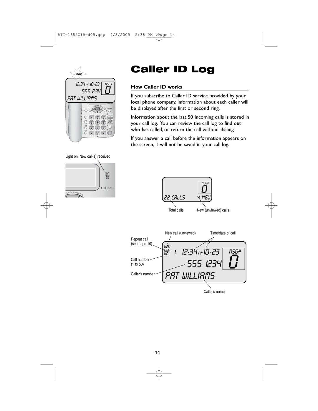 AT&T 1855 user manual How Caller ID works 