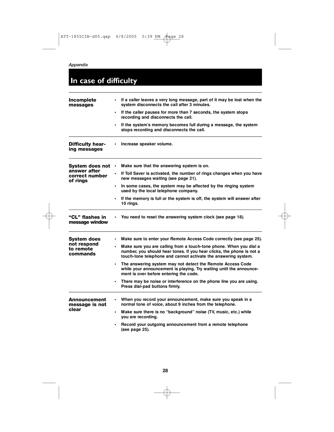 AT&T 1855 user manual Incomplete 