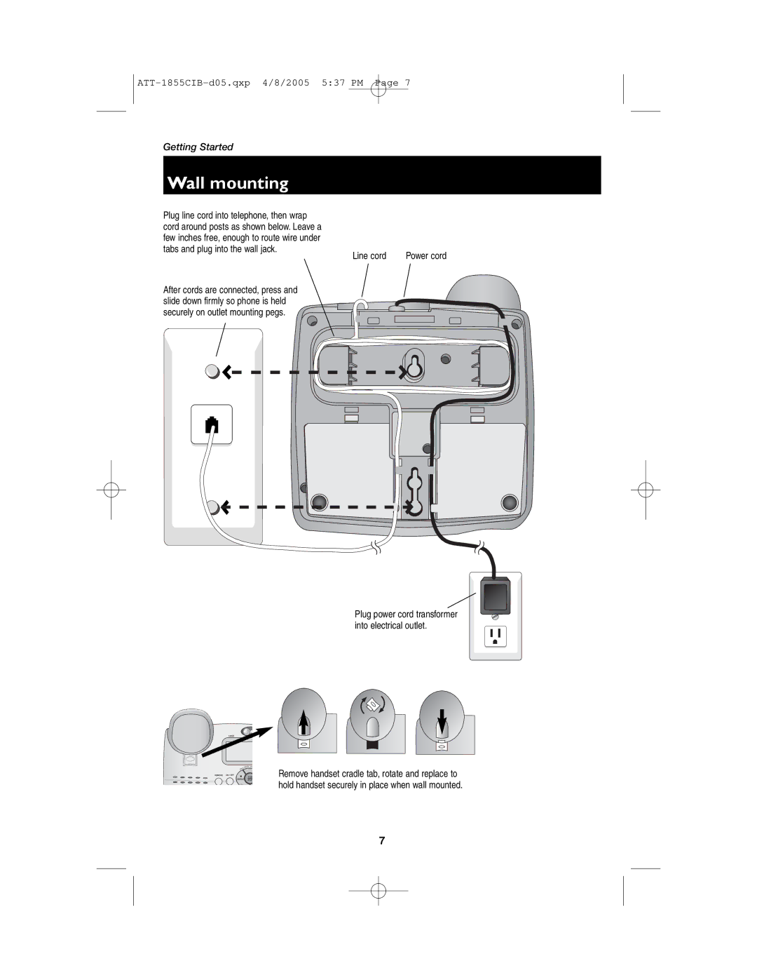 AT&T 1855 user manual Power cord Line cord 