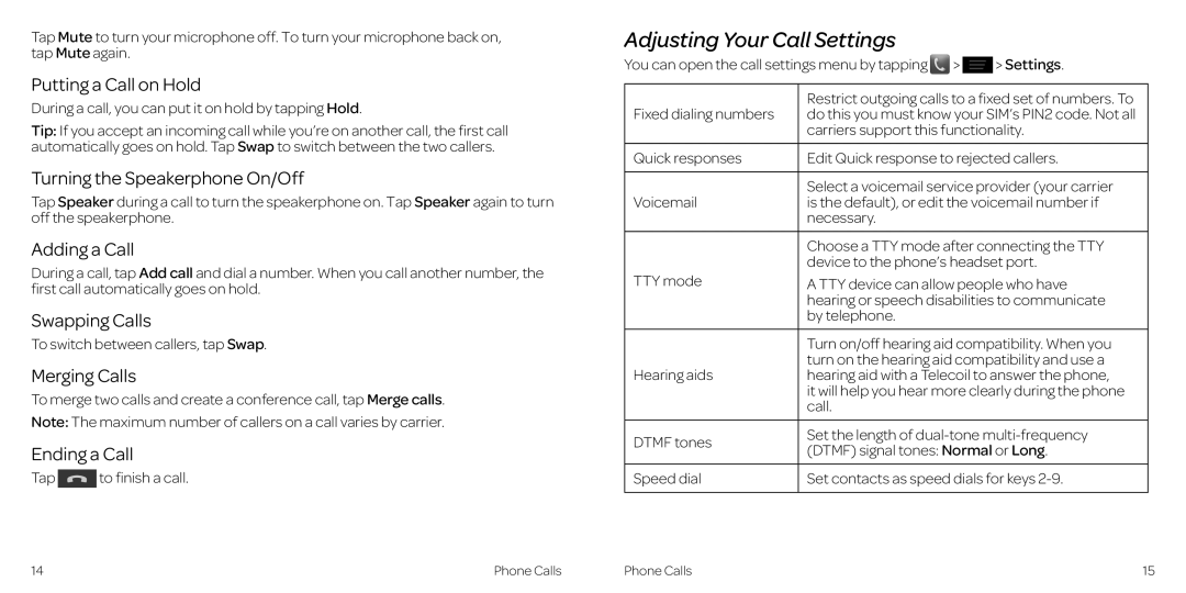 AT&T 2 manual Adjusting Your Call Settings 