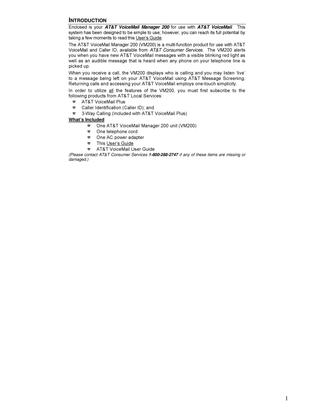 AT&T 200 manual Introduction, What’s Included 