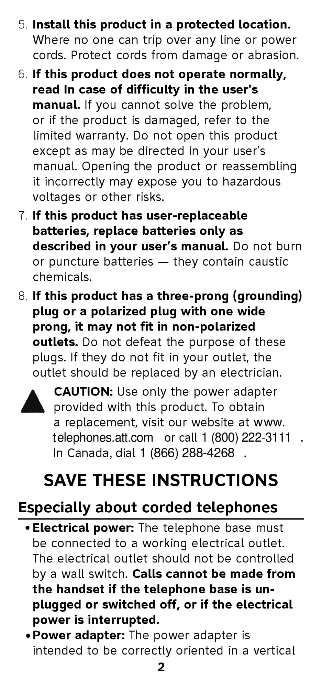 AT&T 210 user manual Especially about corded telephones 