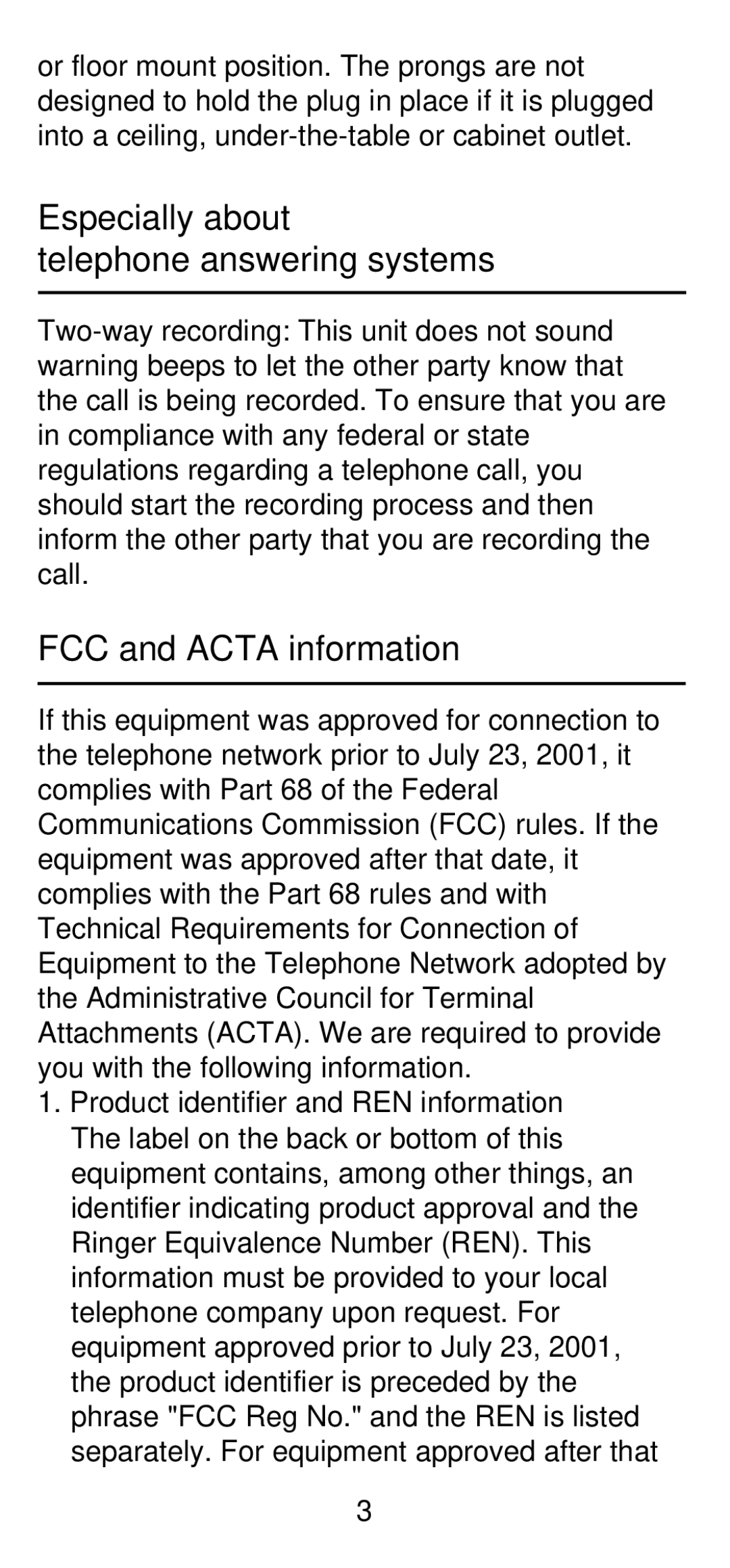 AT&T 210 user manual Especially about Telephone answering systems, FCC and Acta information 