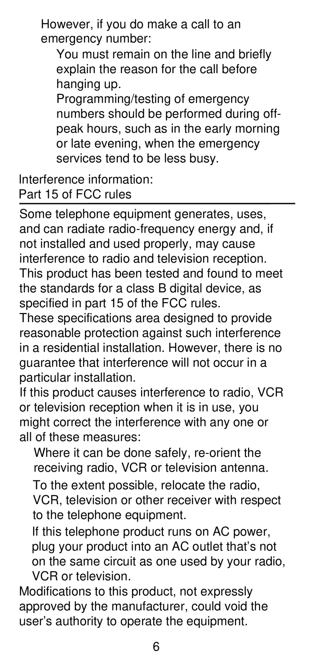 AT&T 210 user manual Interference information Part 15 of FCC rules 