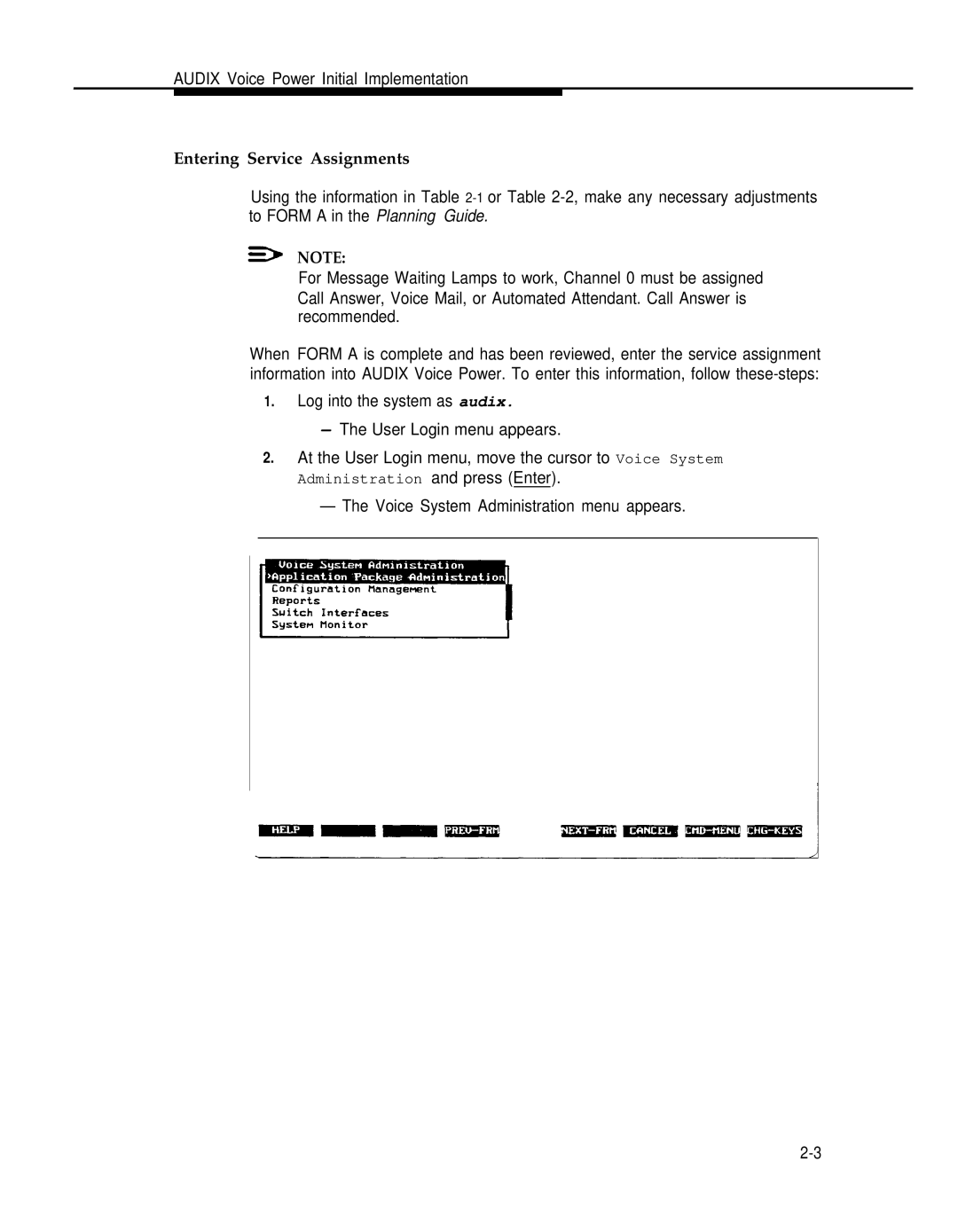 AT&T 2.1.1 manual Entering Service Assignments 