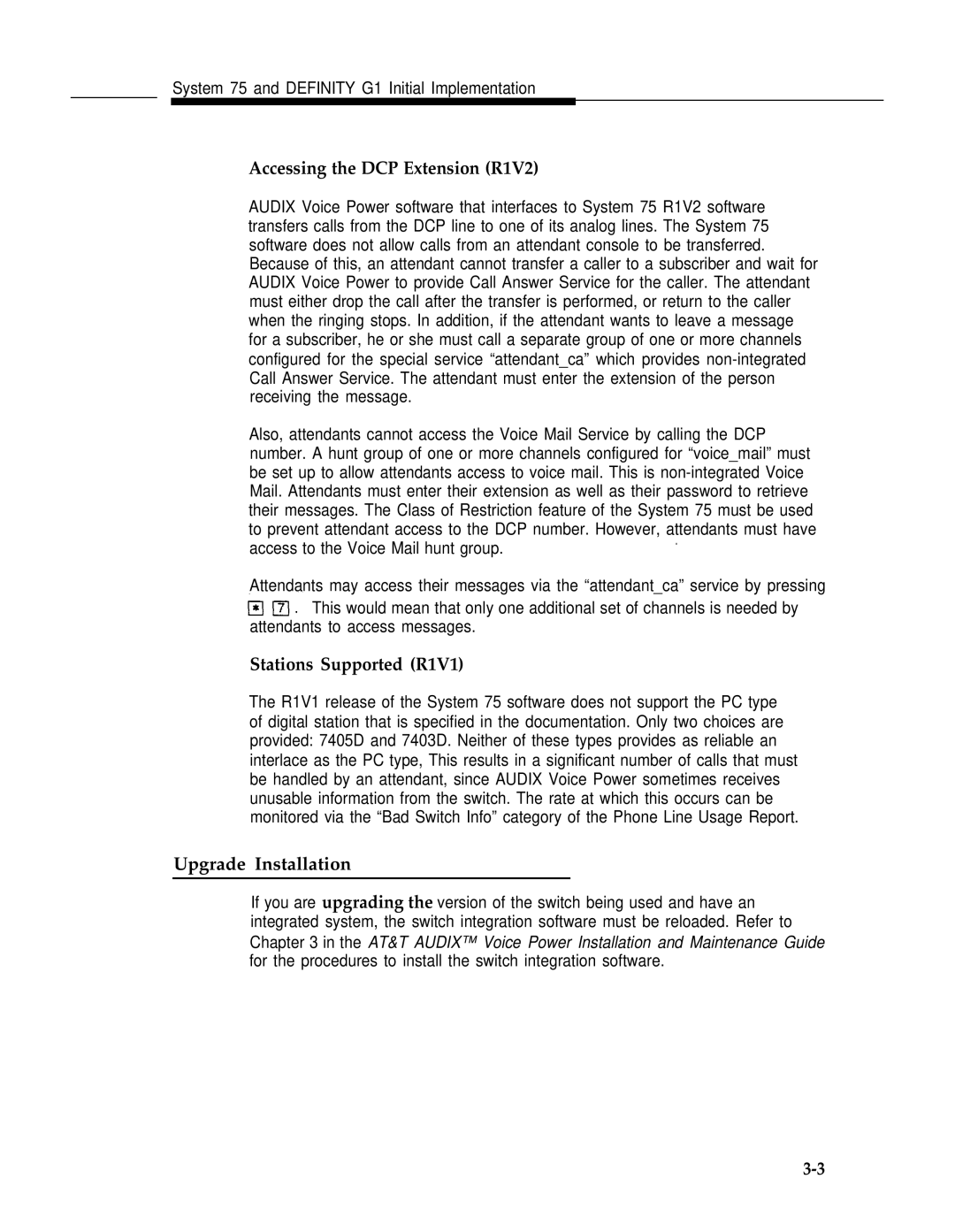 AT&T 2.1.1 manual Accessing the DCP Extension R1V2, Stations Supported R1V1, Upgrade Installation 