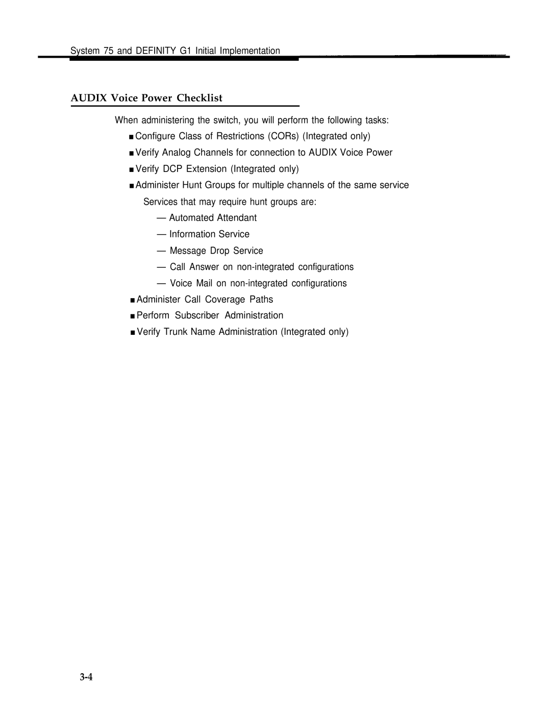 AT&T 2.1.1 manual Audix Voice Power Checklist 