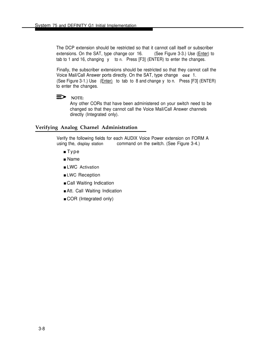 AT&T 2.1.1 manual Verifying Analog Charnel Administration 