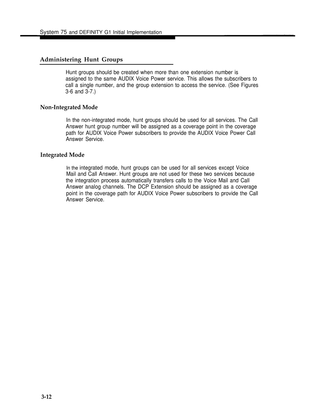 AT&T 2.1.1 manual Administering Hunt Groups, Non-Integrated Mode 