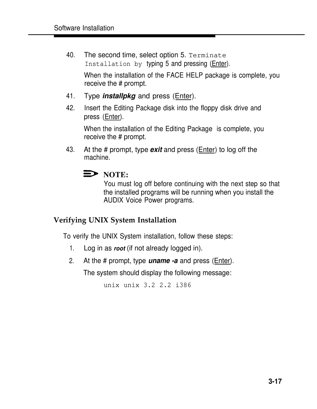 AT&T 2.1.1 manual Verifying Unix System Installation, Software Installation 