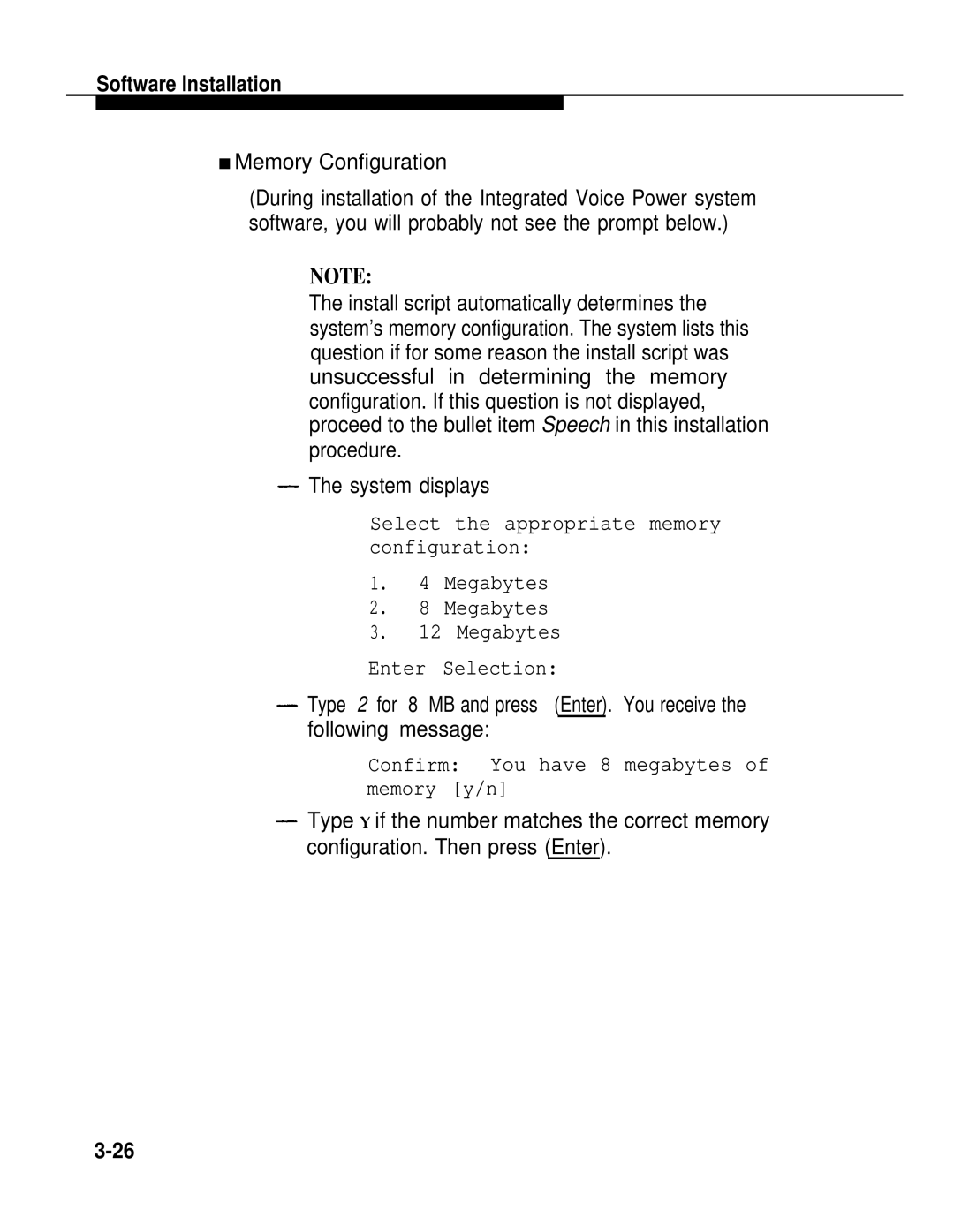 AT&T 2.1.1 manual Memory Configuration 