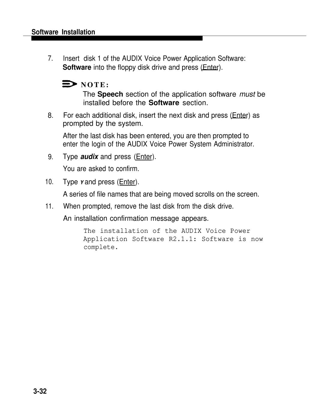 AT&T 2.1.1 manual Type audix and press Enter. You are asked to confirm 