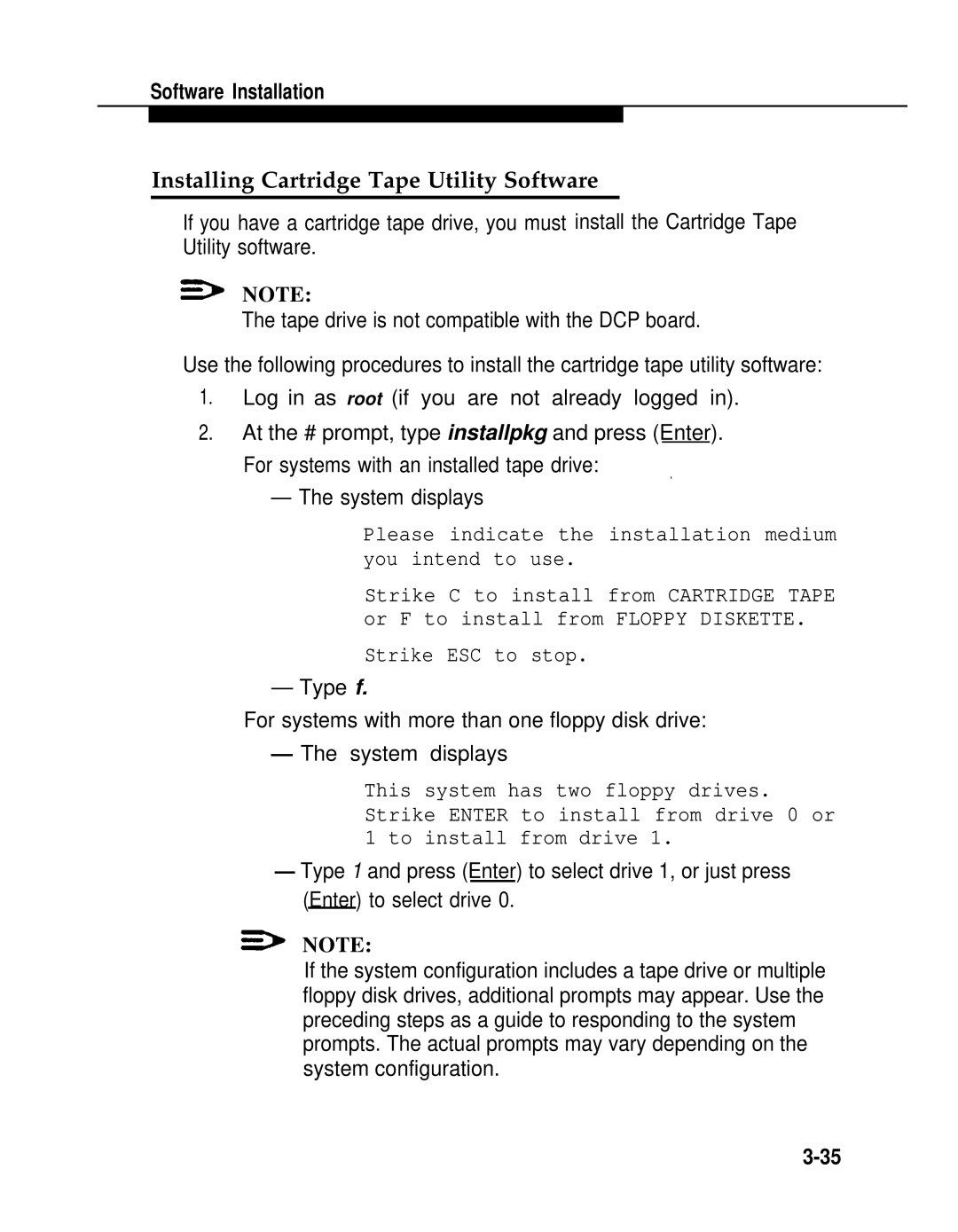 AT&T 2.1.1 manual Installing Cartridge Tape Utility Software 