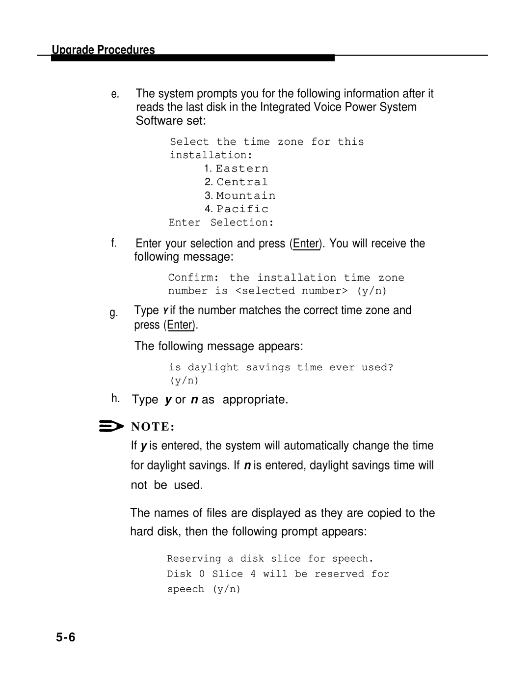 AT&T 2.1.1 manual Type y or n as appropriate 