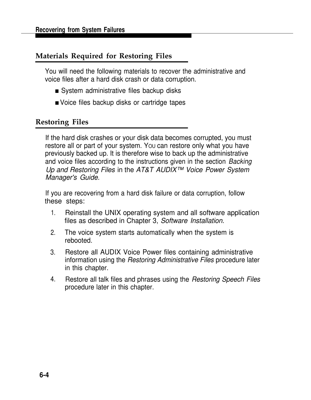 AT&T 2.1.1 manual Materials Required for Restoring Files 