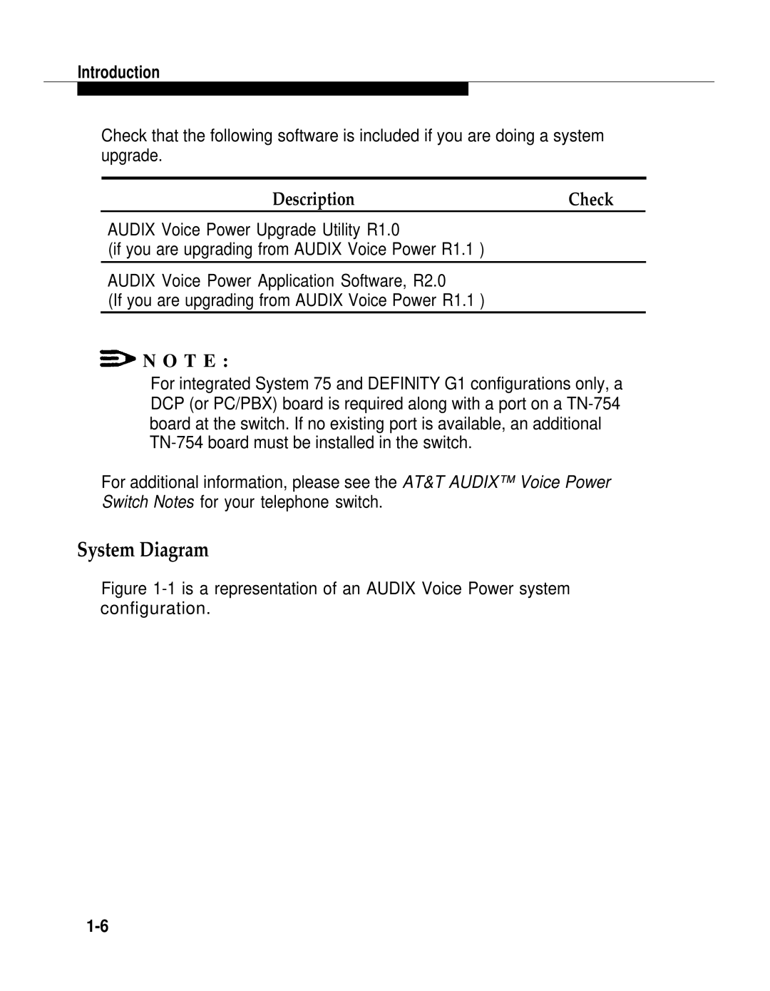 AT&T 2.1.1 manual System Diagram, T E 