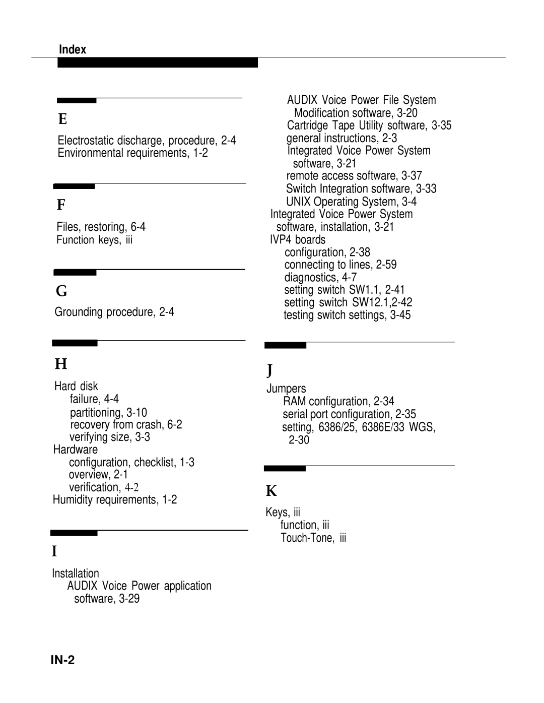 AT&T 2.1.1 manual Files, restoring, Grounding procedure, Hardware, Humidity requirements Installation, Software, Jumpers 