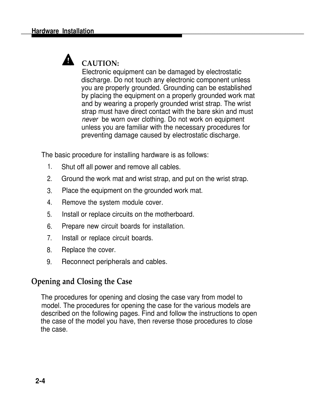 AT&T 2.1.1 manual Opening and Closing the Case 