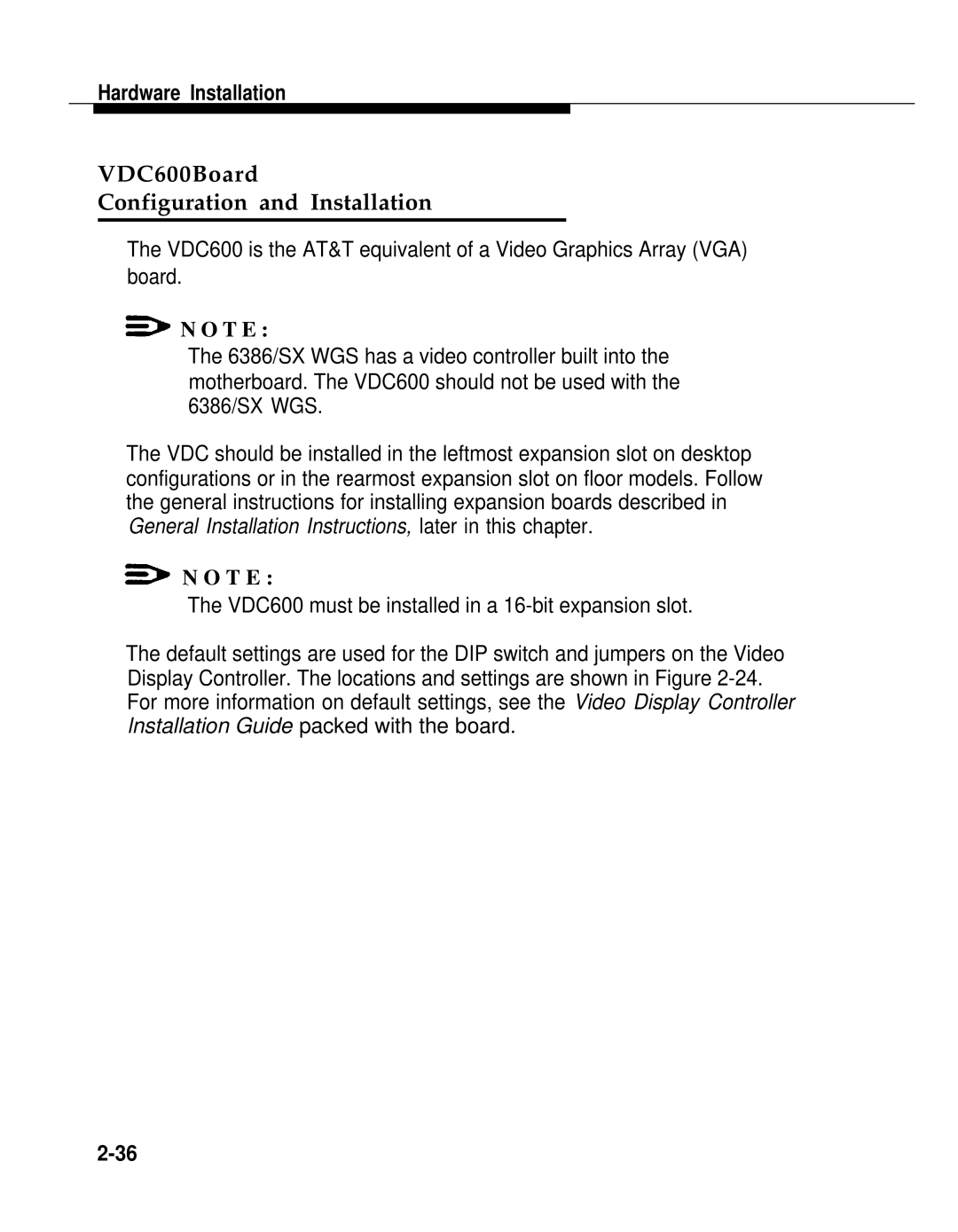 AT&T 2.1.1 manual VDC600Board Configuration and Installation 