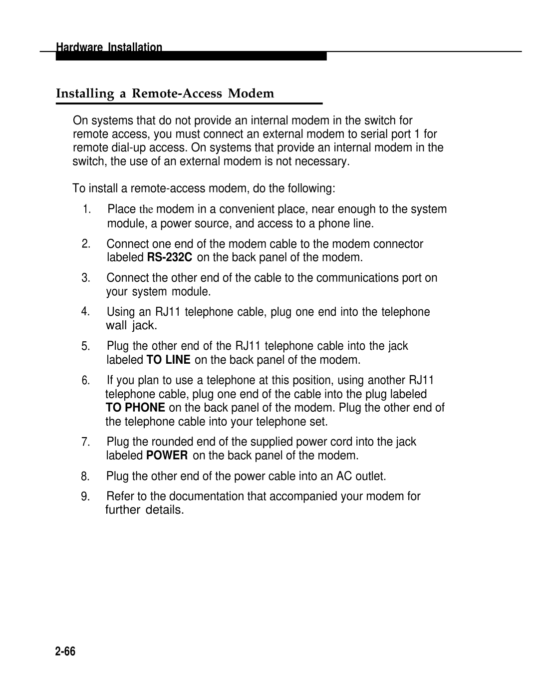 AT&T 2.1.1 manual Installing a Remote-Access Modem 