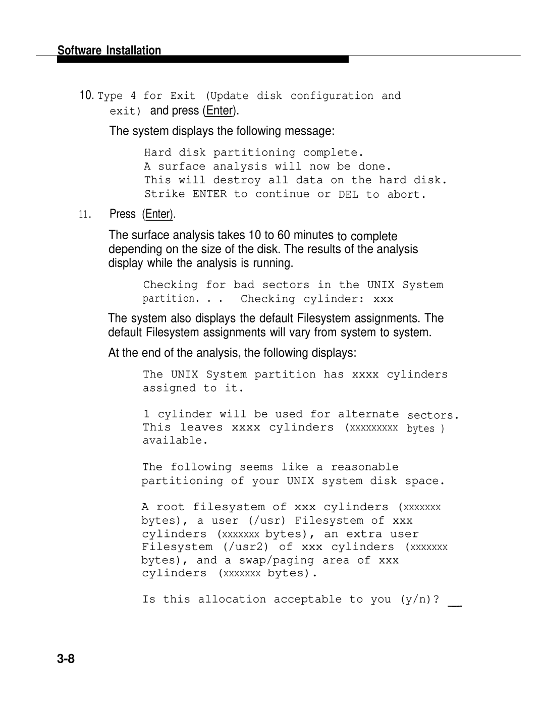 AT&T 2.1.1 manual System displays the following message, At the end of the analysis, the following displays 