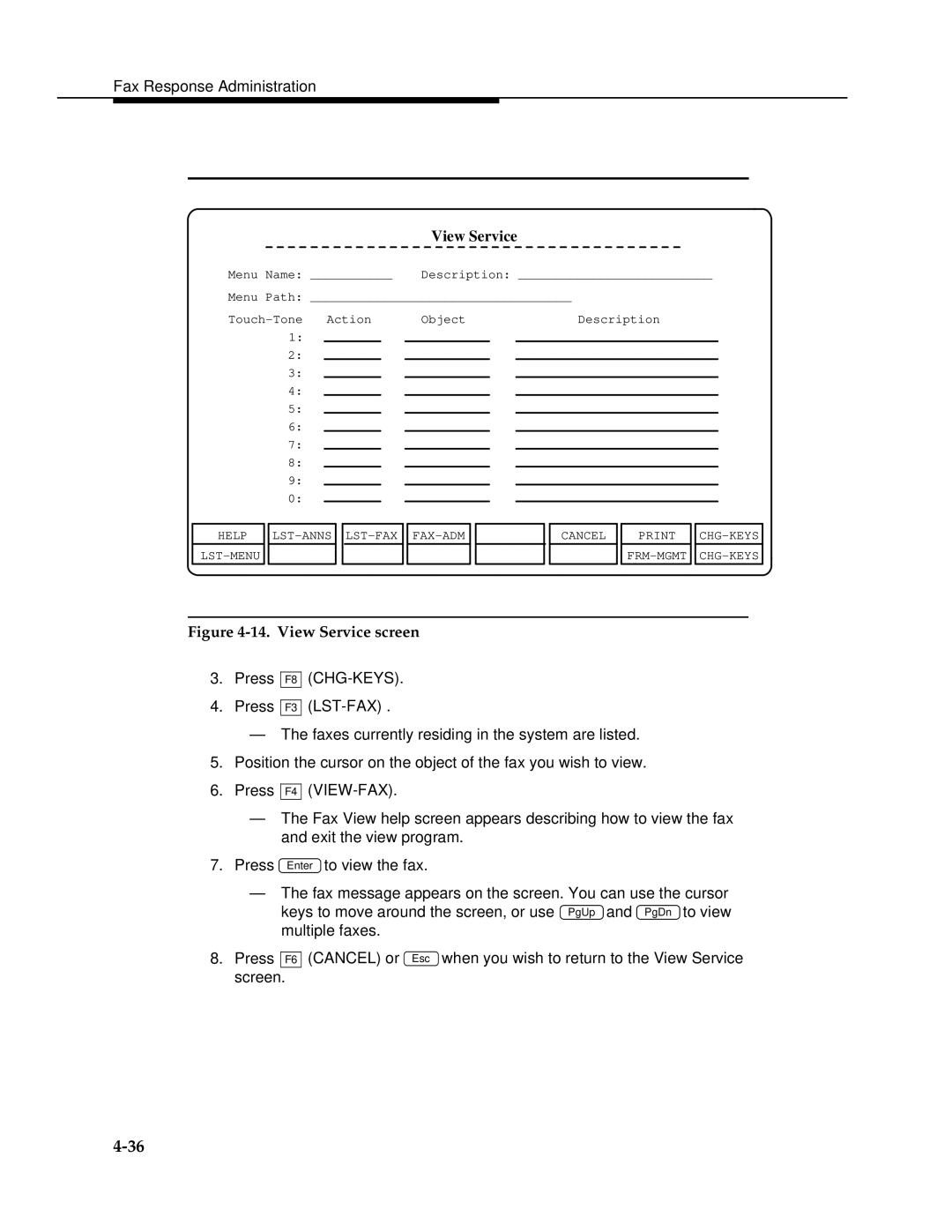 AT&T 2.1.1 manual View Service screen 