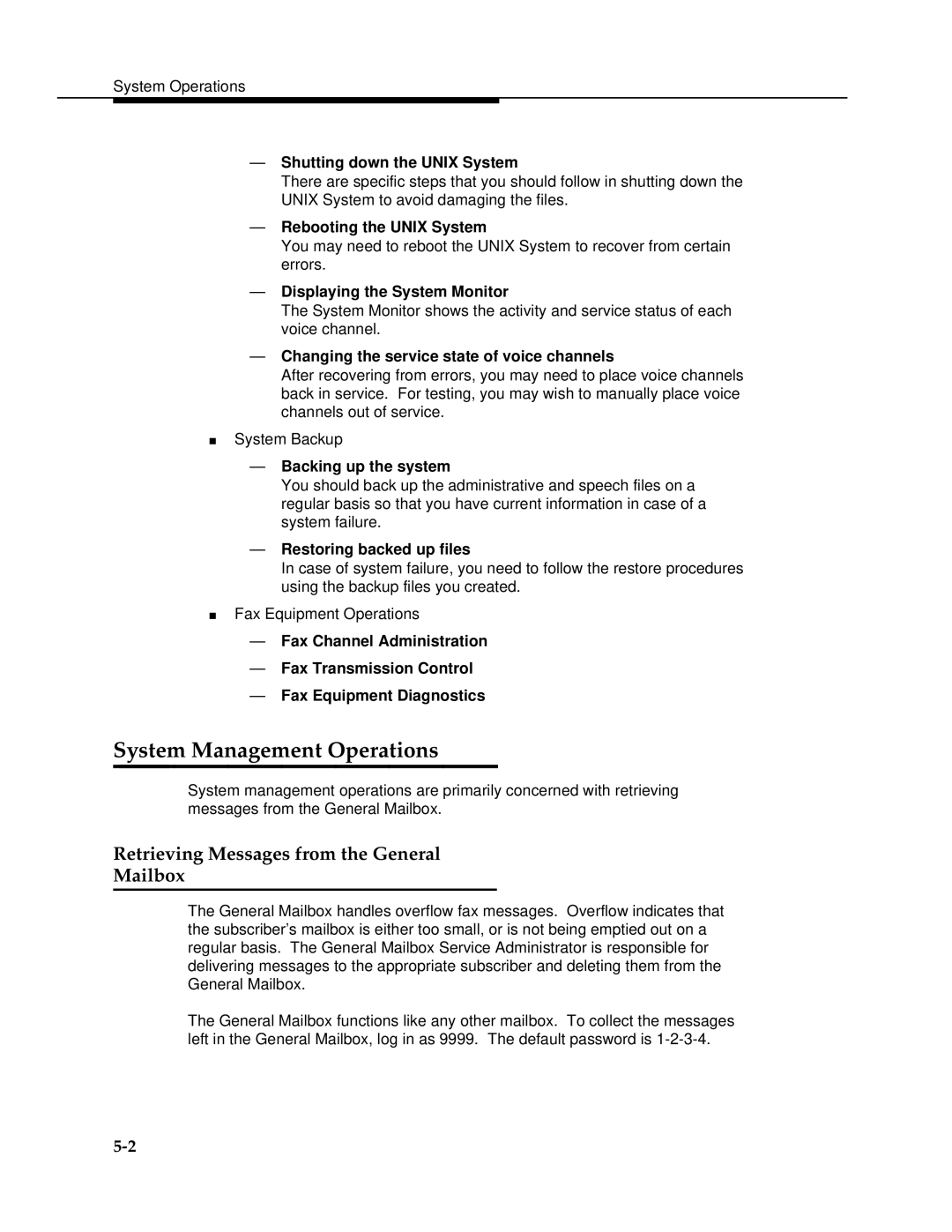 AT&T 2.1.1 manual System Management Operations, Retrieving Messages from the General Mailbox 