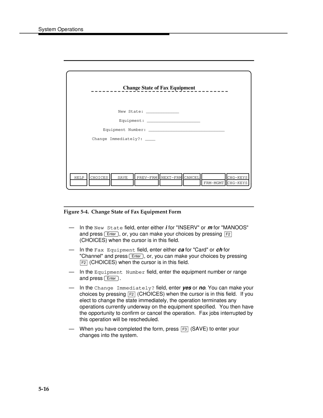 AT&T 2.1.1 manual Change State of Fax Equipment Form 