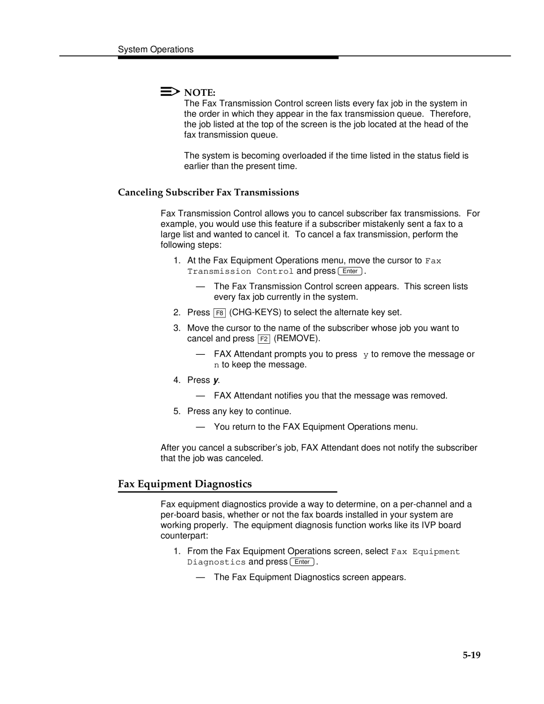 AT&T 2.1.1 manual Fax Equipment Diagnostics, Canceling Subscriber Fax Transmissions 