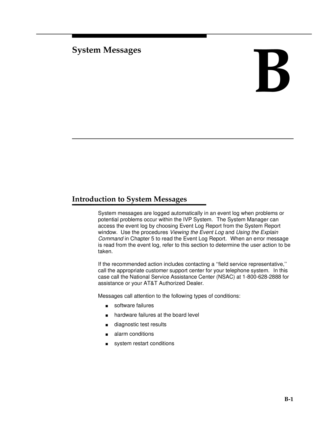 AT&T 2.1.1 manual Introduction to System Messages 